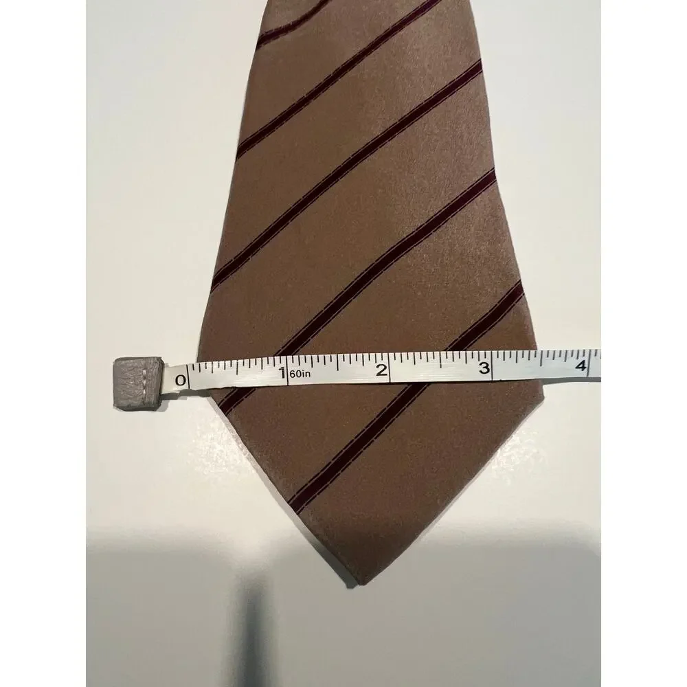 Vintage Vitaliano Pancaldi Men's Silk Bespoke Necktie Brown Maroon Stripes JL